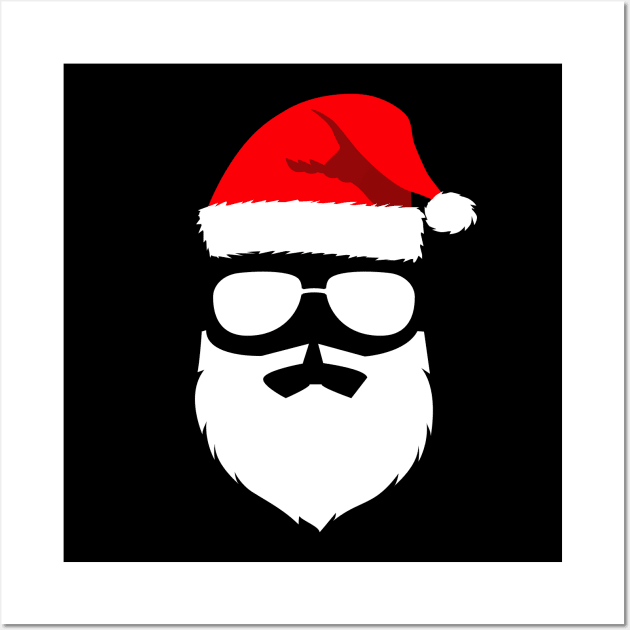 Santa Claus Sunglasses with Beard Christmas Wall Art by Luluca Shirts
